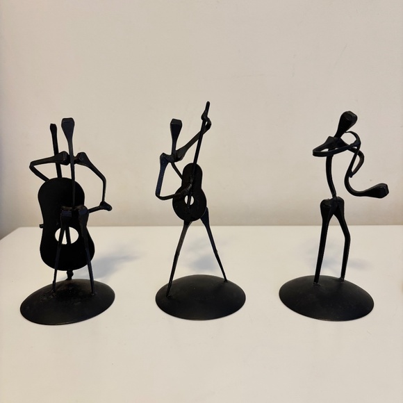 Set of 5 Vintage Spanish Abstract Wrought Iron Figural Musical Sculptures Black - Picture 2 of 8